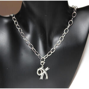 Vintage Signed 925 Sterling Silver XO Charm Necklace – 24" Artisan Modernist